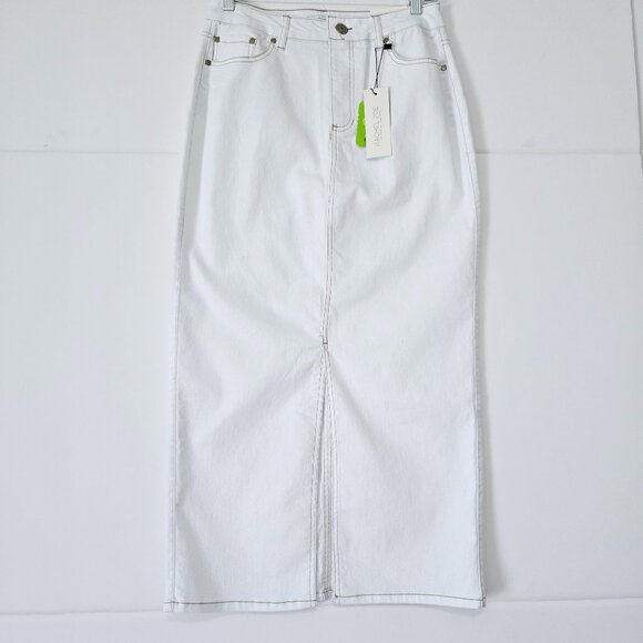 NWT Rachel Zoe Denim Maxi Skirt Size 4 Light Blue - Picture 1 of 8